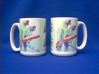 green parrot mug