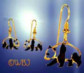 panda earrings gold with enamel