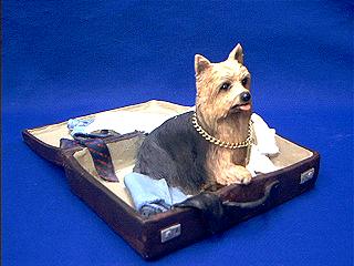 yorkie suitcase figurine