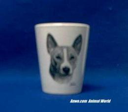 basenji shot glass porcelain