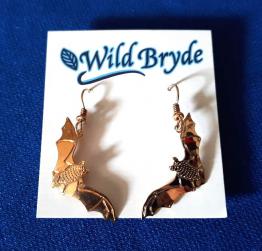 Bat Earrings Gold French Curve