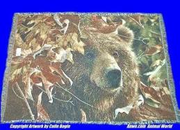 grizzly bear blanket throw tapestry pure country