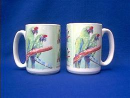 green parrot mug